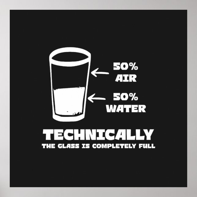 Poster Techniquement, le verre est complètement plein drô (Devant)