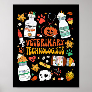 Poster Technologues vétérinaires rétro Éffrayant Hallowee