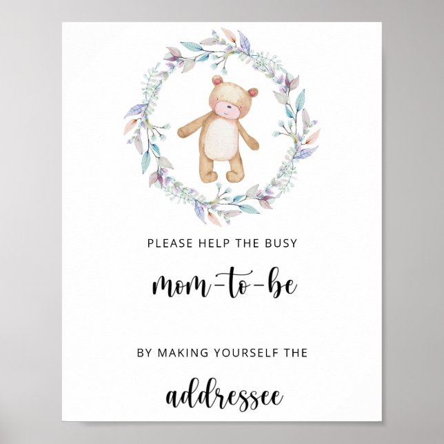 Poster Teddy Aidez la maman à être occupée à s'adresser à (Devant)