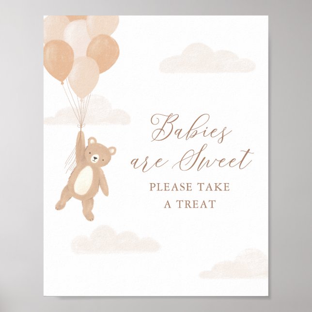 Poster Teddy Bear Baby shower Baby are Sweet Sign (Devant)