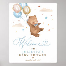 Teddy Bear Baby shower Garçon Bleu Ours Bienvenue