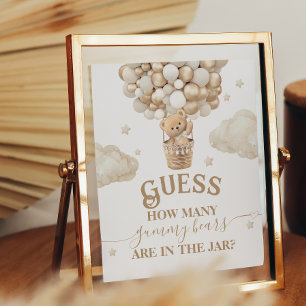 Poster Teddy Bear Balloon Baby shower deviner jeu