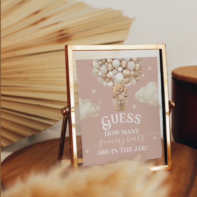 Poster Teddy Bear Balloon Baby shower deviner jeu (Créateur téléchargé)