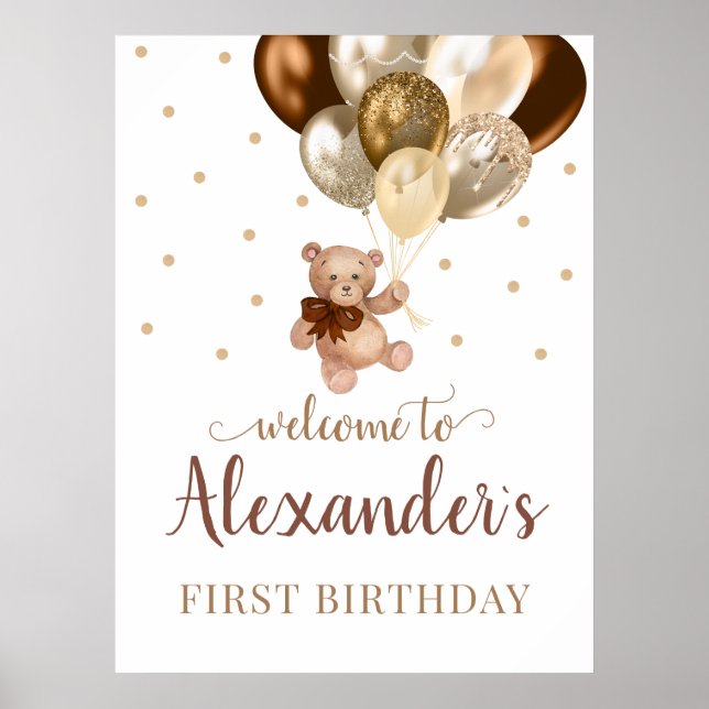 Poster Teddy Bear Bearly Wait Bienvenue Premier anniversa (Devant)