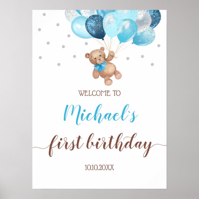 Poster Teddy Bear Bearly Wait Bienvenue Premier anniversa (Devant)