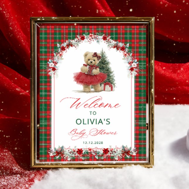 Poster Teddy Bear Noël Fille Baby shower Bienvenue (Créateur téléchargé)