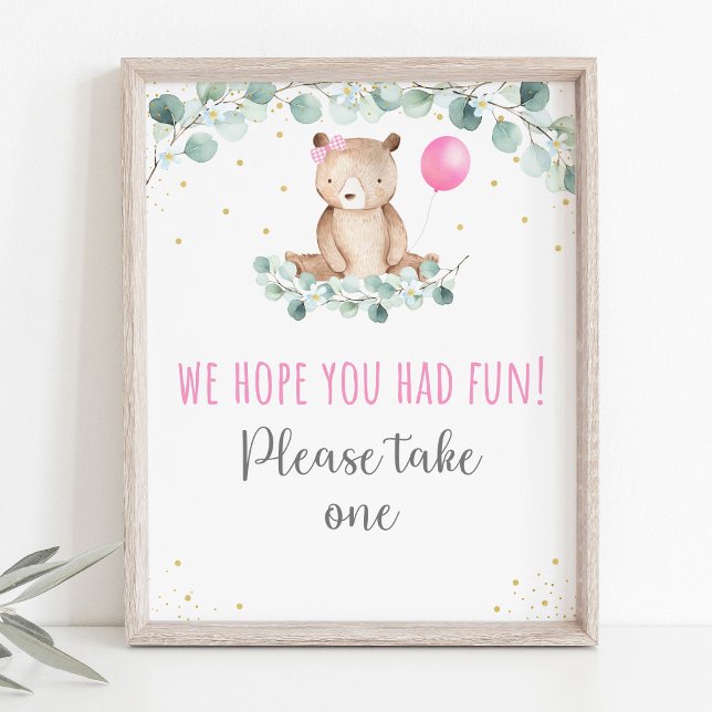 Poster Teddy Bear Pique-nique Rose Floral Signal favori (Créateur téléchargé)