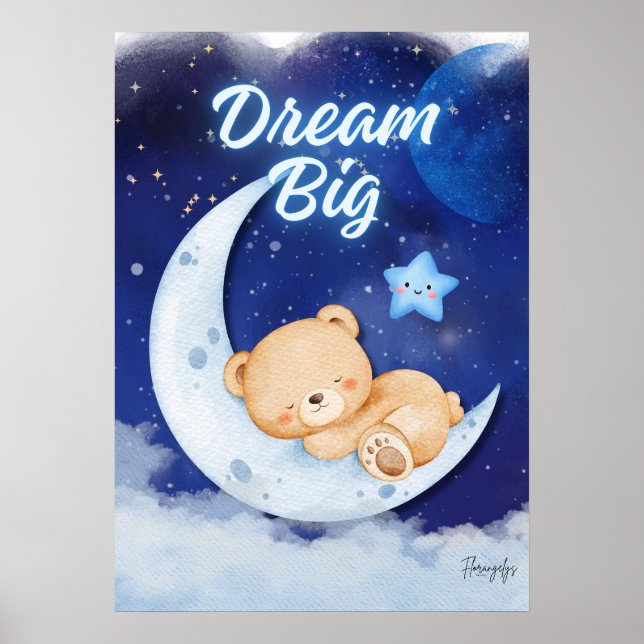 Poster Teddy Bear printable wall art poster-dream big (Devant)