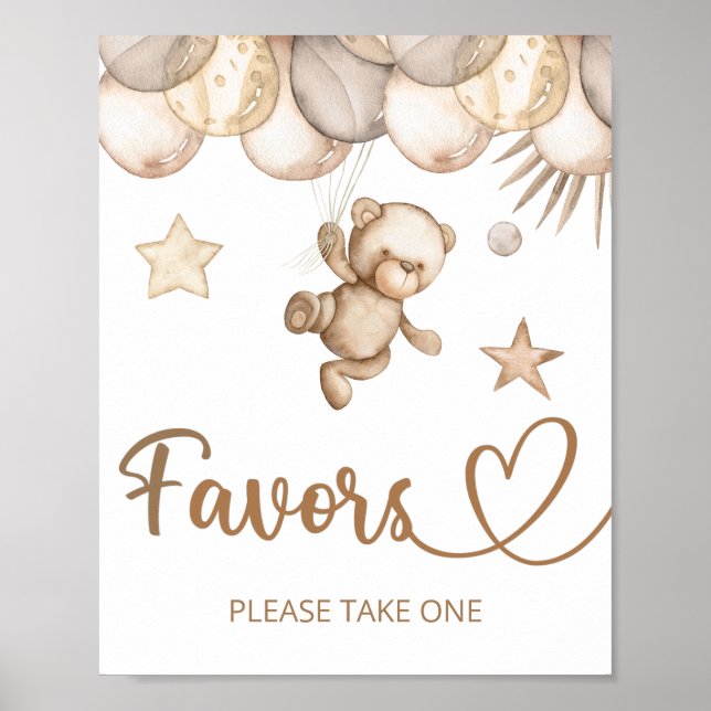 Poster Teddy ours nous pouvons attendre bébé Faveurs (Devant)