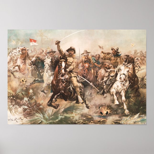 Poster Teddy Roosevelt et les Rough Riders accusent (Devant)
