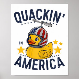 Poster Tee Canard en Caoutchouc Patriotique 4 Juillet Qua