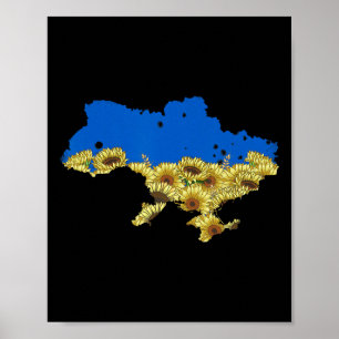 Poster Tee Fleur de Tournesol Drapeau Ukraine Floral Vint
