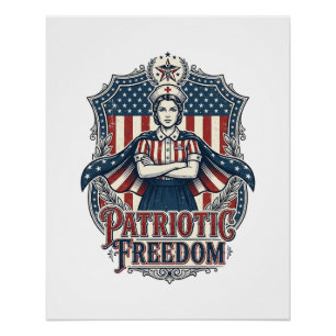 Poster Tee-shirt graphique vectoriel infirmière patriotiq