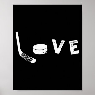 Poster Tee-shirt J'aime le hockey sur glace, cadeau de la