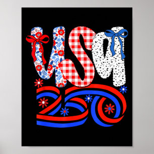 Poster Tee-shirt rétro américain Coquette Bow 250 drapeau