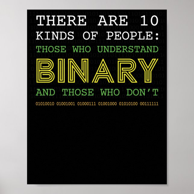 Poster Tee - shirts de Geek de code binaire nerd (Devant)