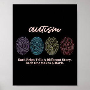 Poster Tee - shirts de l'autisme des empreintes digitales