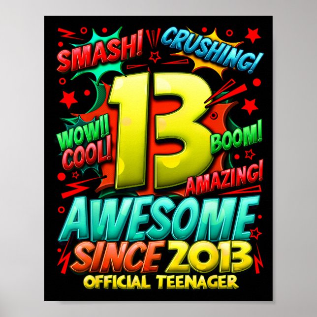 Poster Teenager 13 Year Old Boys 13th Birthday Boy  (Devant)