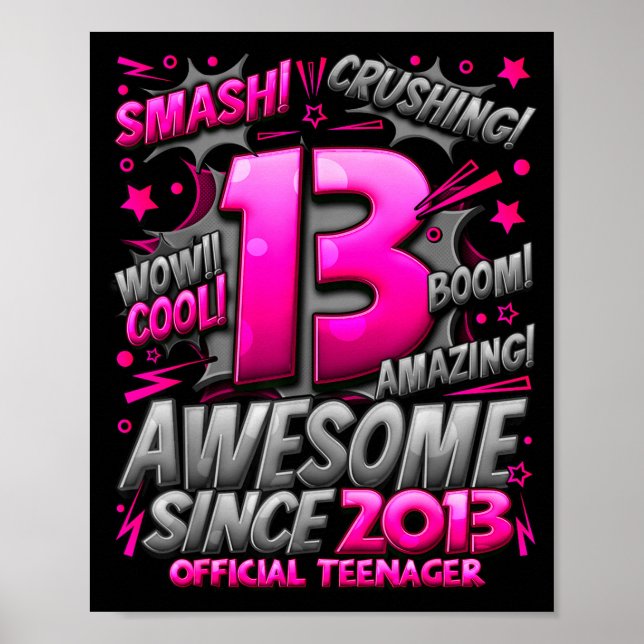 Poster Teenager 13 Year Old Boys 13th Birthday Boy  (Devant)