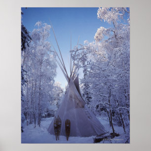 Poster Teepee en hiver