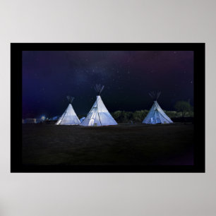 Poster Teepees dans un ciel nocturne