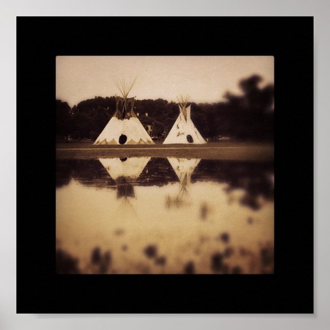 Poster Teepees sur le lac (Devant)