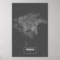 Téhéran, Iran (blanc sur noir)