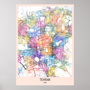 Poster Téhéran Iran City Carte