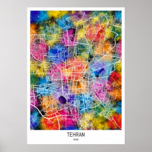 Poster Téhéran Iran City Carte