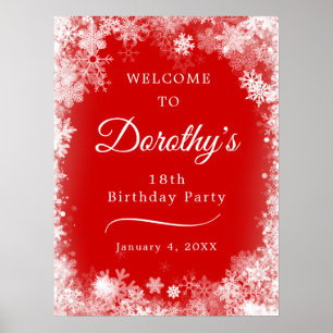 Poster Téléchargeable 18th Birthday Snowflake Red Welcome