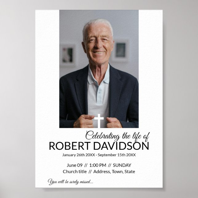 Poster Téléchargement instantané du Faire-part funéraire  (Devant)