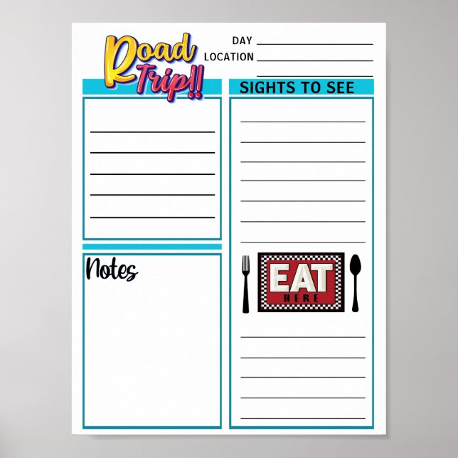 Poster Téléchargement instantané Road Trip Daily Planner (Devant)