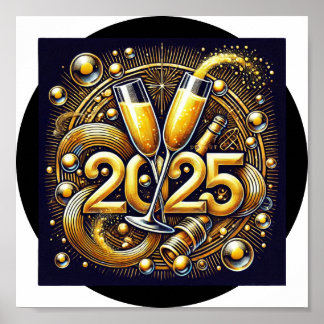 Poster Téléchargement numérique Happy 2025 - Parfait pour