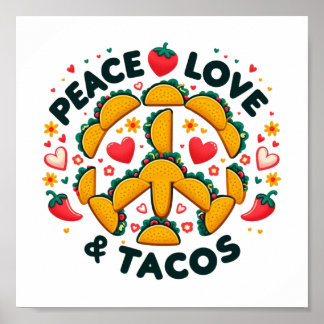 Poster Téléchargement numérique Peace, Love et Tacos - Pa