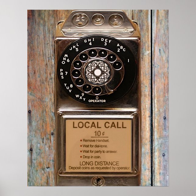 Poster Téléphone antique rotatif payant rude (Devant)