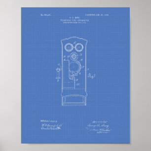 Poster Telephone Toll 1906 Patent Art Blueprint