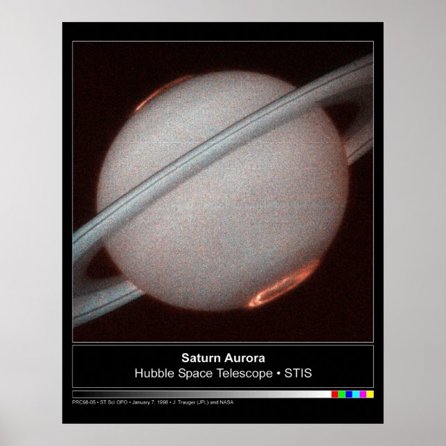 Poster Télescope Saturn Aurora Hubble Photo (Devant)