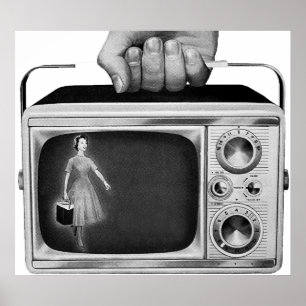 Poster Télévision portable rétro des années 1950 milieu d