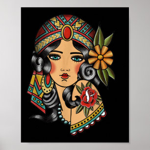 Poster Teller de Fortune de tête tzigane Tradition améric
