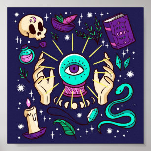 Poster Teller Fortune Mystic Cristal Ball Purple