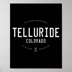 Poster Telluride Colorado Graphisme Détresse Ski Vintage