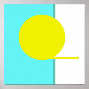 Poster Téméraire Abstrait Cercle Turquoise Vert Jaune
