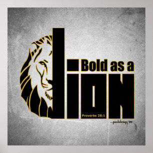 Poster Téméraire comme un lion (Proverbes 28:1)