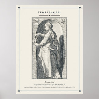 Poster Temperantia Tempérance Vertu Cardinale Gravure