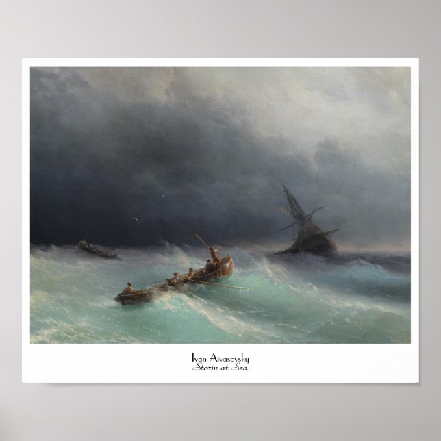 Poster Tempête à la mer Ivan Aivasovsky paysage marin (Devant)