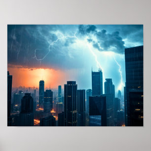 Poster Tempête au-dessus d'une mégacité
