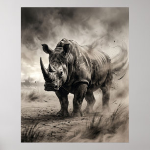 Poster Tempête de poussière de rhinocéros Sumi