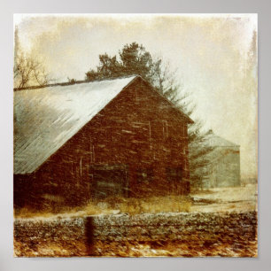 Poster Tempête d'hiver Grange