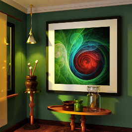 Poster Tempête rouge Floral Art moderne Abstrait Motif co