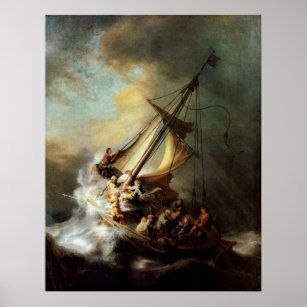 Poster Tempête sur la mer de Galilée toile Imprimer